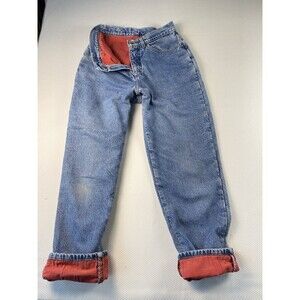 LL Bean Lined High Waisted Relaxed Straight Winter Denim Jeans Womens 10 Reg